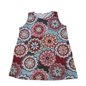 Simple Fun Dress Woman 3XL Multicolor All Over Print Boho Round Neck Sleeveless‎